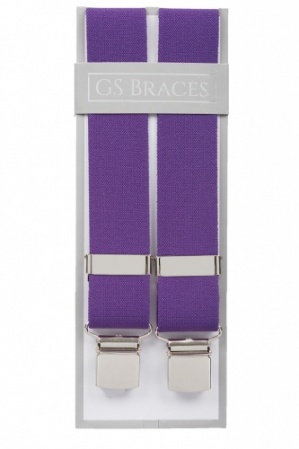 Plain Purple Trouser Braces With Large Clips